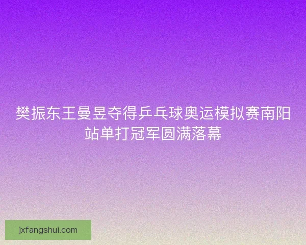 樊振东王曼昱夺得乒乓球奥运模拟赛南阳站单打冠军圆满落幕